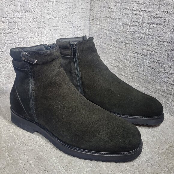 Giovanni Conti Men's Size EU 45 Black Suede Sherpa Lined Winter Ankle Boots - Picture 5 of 12